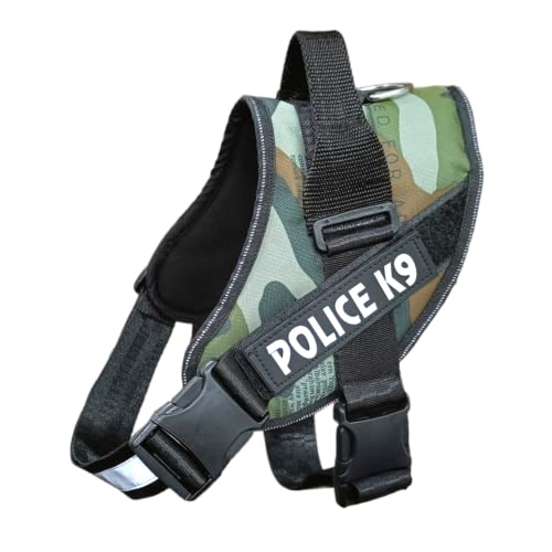 Image of UK Pets K9 Police Dog Harness,Chest Body Belt for Dogs,Camouflage Choke Free Double Padded Vest Wit Adjustable Neck and Chest Dog Standard Harness(Small)