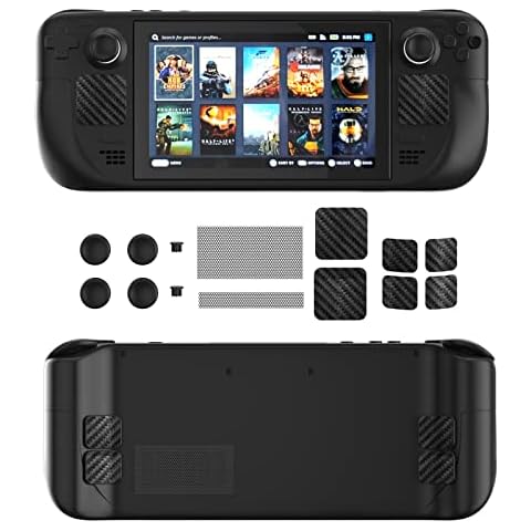 Steam Deck Accessories,Steam Deck Dust Plug,Steam Deck Touch Protector,Steam Deck Conductive Silicone Thumb Grip Caps,Vent Dust Filter Cover with Trackpads Skins - 9 in 1 Cover