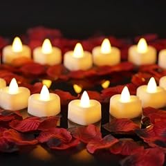 24pcs White Candles +2000pcs Red-Black Petals