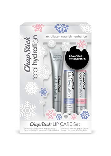 ChapStick Total Hydration Conditioning Lip Scrub, Vitamin-Enriched Lip Oil, 100% Natural Moisturizing Lip Balm and Tinted Lip Balm Lip Gift Set