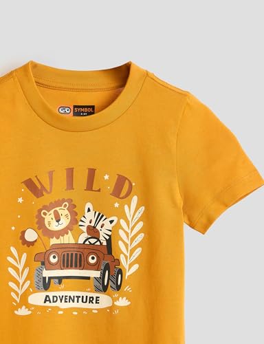 Image of Amazon Brand - Symbol Boys 100% Cotton Graphic Printed Half Sleeves T-Shirt | Age 2-6 Years