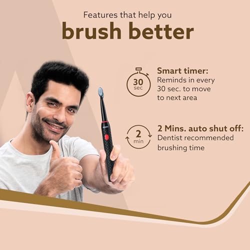 AGARO Royal Sonic Electric Toothbrush for Adults with 3 Modes, 19000 Strokes per minute, 2 Brush Heads, Dupont Soft Nylon Bristles, Rechargeable... - Image 3