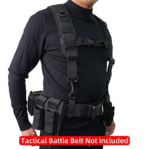 Image of MELOTOUGH Tactical Suspenders for Duty Belt,Breathable Padded Adj H-Harness w /YKK Hooks,Heavy Duty Police Law Enforcement