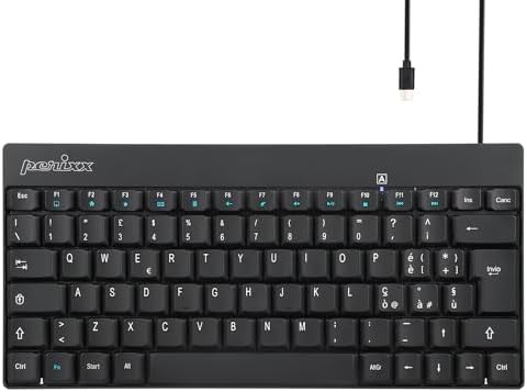 Perixx PERIBOARD-422 Mini Tastiera USB-C Nera - Layout Italiano, Connessione USB Tipo C