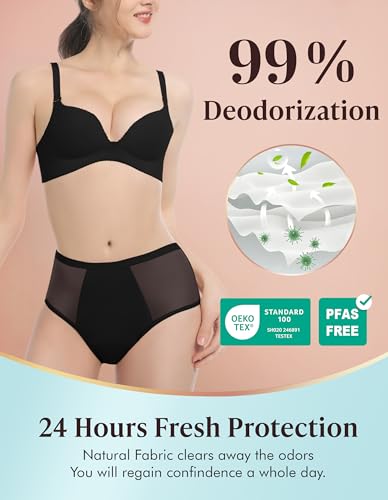 Image of AIRCUTE Washable Women Urine Incontinence Underwear Leak Proof Panties for Bladder Leak with 50 ml Absorbency 3 Pack (Black, 3XL)