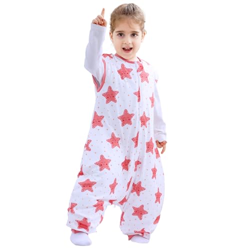 Toddler Sleep Sack with Feet,1.0 TOG Tri-Layer Toddler Wearable Blanket with Legs,Sleep Sack 18-24 Months, 2T, 3T, 4T, 5T 6T 7T Toddler Sleep Sacks for Boys Girls(Sweet Star, 3T-5T)