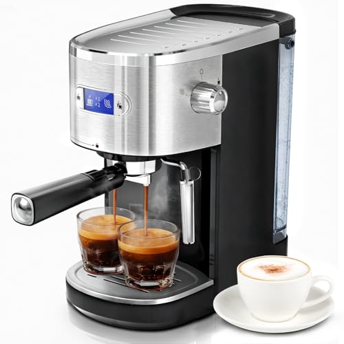 Havato 20 Bar Espresso Machine Semi-Automatic, Professional Coffee Maker with Milk Frother Steam Wand & 45OZ Removable Water Tank, Home Barista System for Cappuccino, Latte, Americano-Stainless Steel