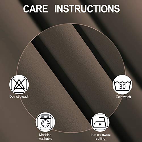 Image of LEMOMO Chocolate Brown Blackout Curtains 40 x 63 Inch Length /Set of 2 Curtain Panels /Thermal Insulated Room Darkening Blackout Curtains for Bedroom