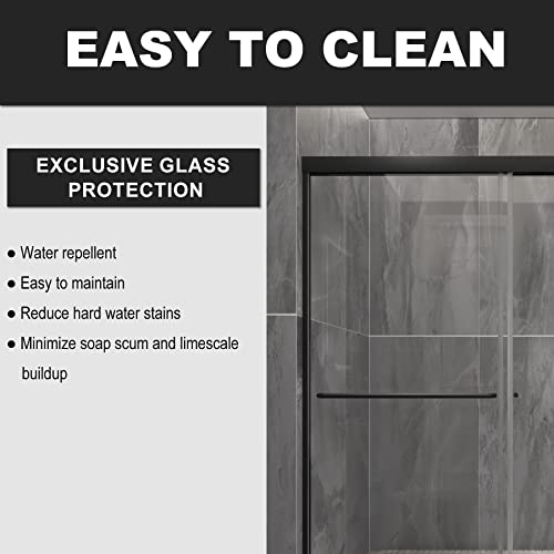 Es-Diy 56-60"W X 70"H Semi-Frameless Sliding Shower Door,Sliding Shower Door With 1/4" (6Mm) Clear Sgcc Tempered Glass,Matte Black Finish,Shower Doors Can Be Installed Left And Right #TOP2