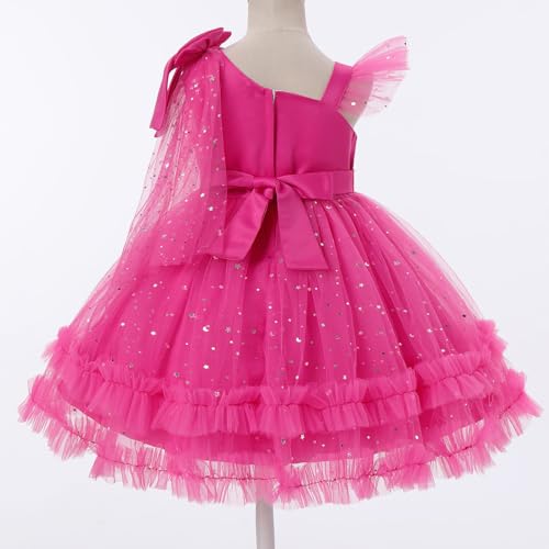 Girls Heart Sequins Dress Shiny Tulle Pageant Princess Wedding Birthday Party Prom Dress 9M-8Y3