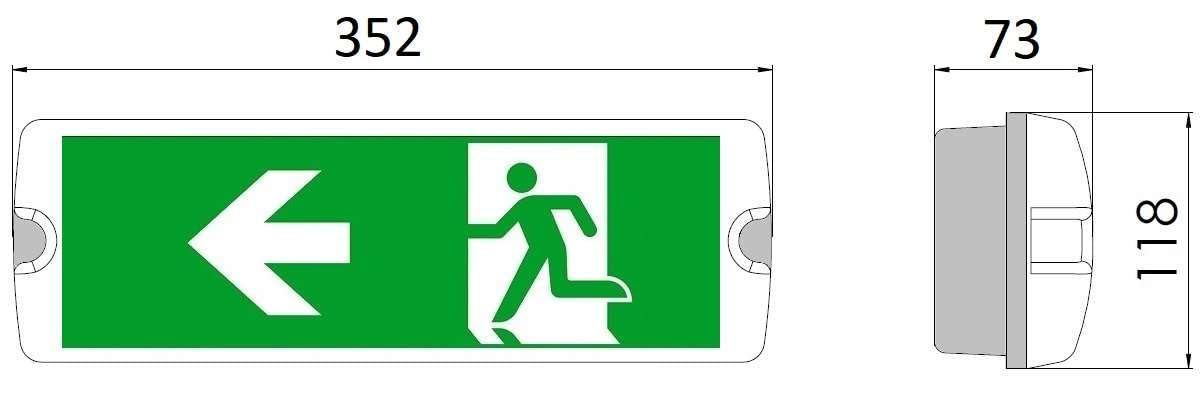 Notleuchte schwarz LED IP65 Notbeleuchtung Rettungszeichenleuchte Fluchtwegleuchte Notlicht