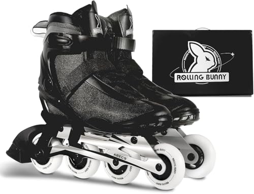 Image of Inline Skates PRO for Adult Women - ABEC-9 Bearing with Breathable Lining for Male Female, Optional Brake, Size W 6-9, Black