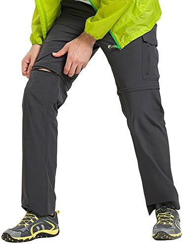 VECTOR Outdoor Sports Fitness Quick Dry Summer Shorts Men's Convertible Pants with Zipper Pockets Gray