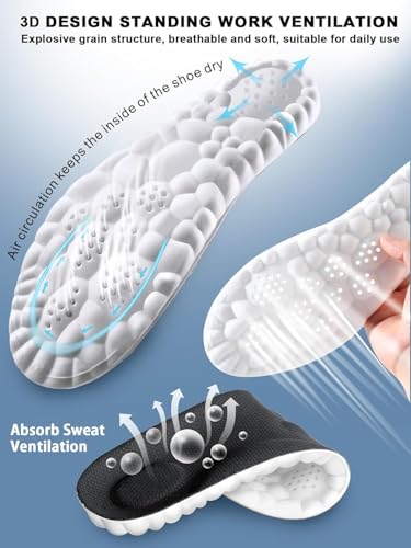 Image of 4D Cloud Insoles for Men, Arch Support Insoles, Memory Foam Insoles, Steppers Insoles Shock Absorption and Cushioning Sports Shoe Insoles for Foot & Joint Support (Black, Men 14-15(12.4 Inch)