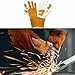 BE-TOOL Welding Gloves, Fire/Heat Resistant Leather Welding Gloves for Mig,Tig Stick BBQ Grill Fire Place, Wood Stove, Extended Long, Brown-White