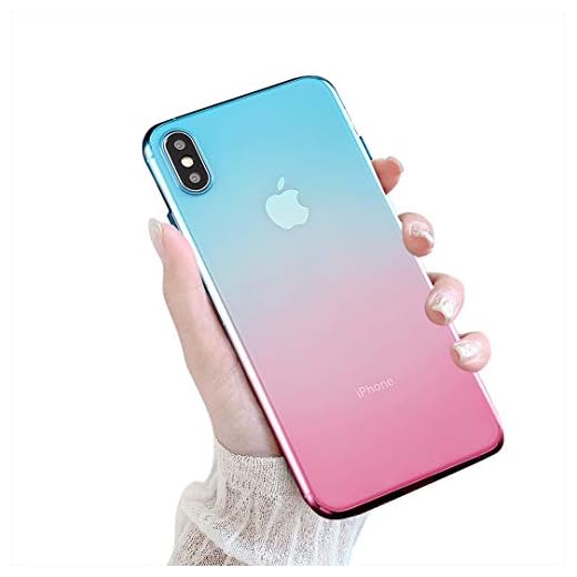 Funda iPhone XS Max, funda iPhone XR, transparente silicona cubierta creativa degradado color ultra fino TPU silicona anti-arañazos antigolpes protectora funda para iPhone X XS, 21lf, X/XS