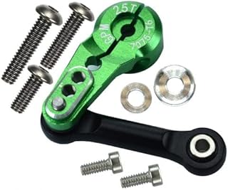 Aluminum 7075-T6 Tie Rod + 25T Servo Horn (Silver Inlay Version) For Traxxas 1/8 4WD Sledge Monster Truck 95076-4 - 9Pc Set Green