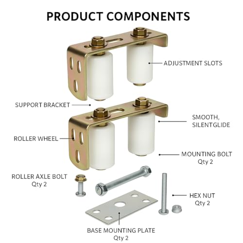 Image of Double Nylon Roller Guide Bracket | Heavy Duty Adjustable Steel Gate Roller with Rust-Proof Nylon Wheels