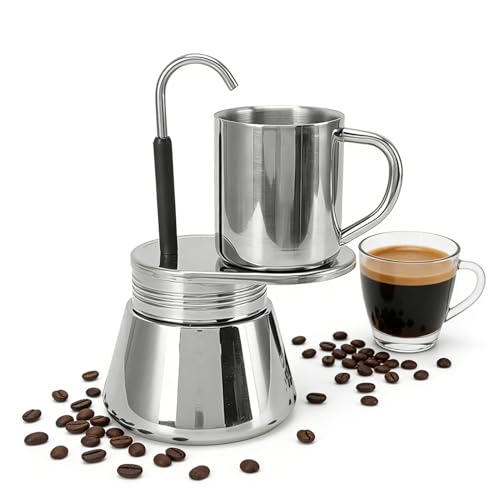 equlup de un solo pico, capacidad de 220 ml, de acero inoxidable, para moca, de tubo, herramientas para el hogar, viajes, camping al aire libre.