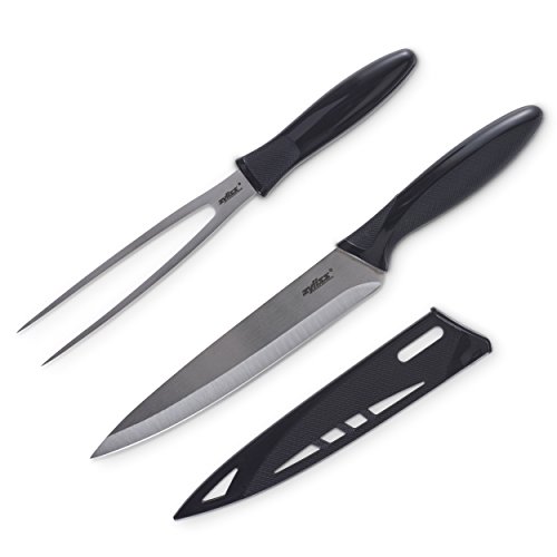 Zyliss Carving Knife & Fork Set - 2Pc, Black