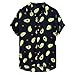 Produktbild Xmiral Herren Shirt Kurzarm Revers Farbblock Gedruckt Knopf Lässig Top Strand Urlaub T-Shirt Sommer Dünn Atmungsaktiv Hemd(h Schwarz,3XL)
