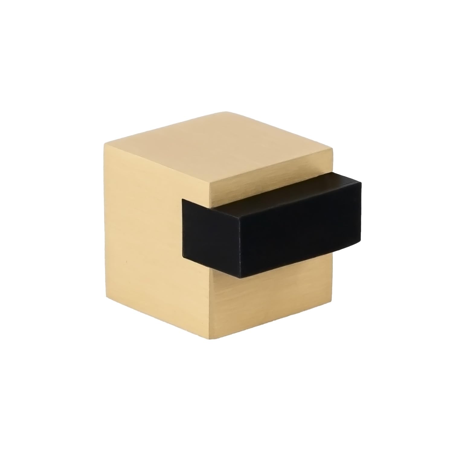 EVI Herrajes | Floor Door Stop - Square Design | 20x20 mm | Matte Brass - Black Rubber | Adhesive Mounting| I-197/20