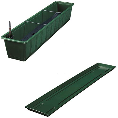 Fioriera da balcone Aqua Green Plus con sistema di irrigazione e coordinato Sottobicchiere