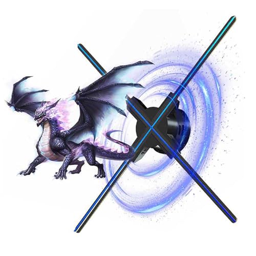GERAZAHO Ventilador holográfico 3D de 80 cm, 928 Cuentas LED HD, Brillo y ángulo Ajustables, con Control Remoto y Bluetooth, para letreros, Bares y Fiestas