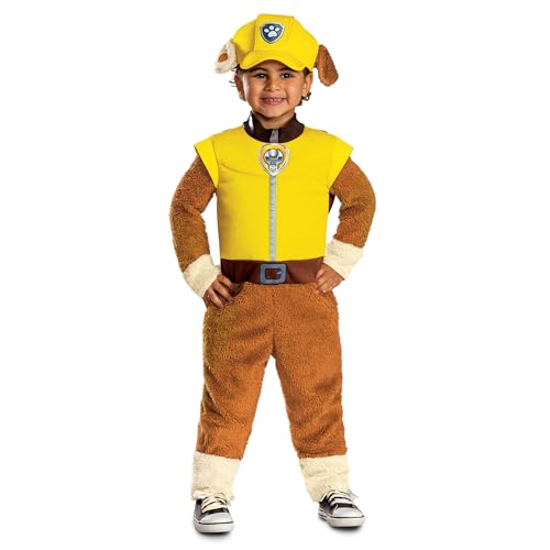 Disguise Paw Patrol Rubble Toddler Costume Deluxe Official Paw Patrol Rubble Costume Outfit with Headpiece Child Size (4-6)