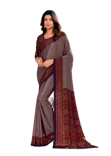 Image of Jaanvi fashion Women's Crepe Silk Saree with Unstitched Blouse Piece | Soft Lightweight Traditional Ethnic Wear Saree for Party, Wedding, Festival