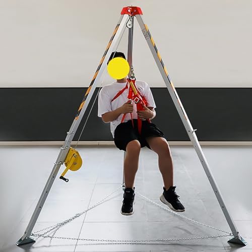 Fall Arrest Kits, Rope Rescue Tripod with Self-Lock Device, 1200lbs/1800lbs/2600lbs Winch, Confined Space Equipment for Manhole, Tunneling, Cable Trench