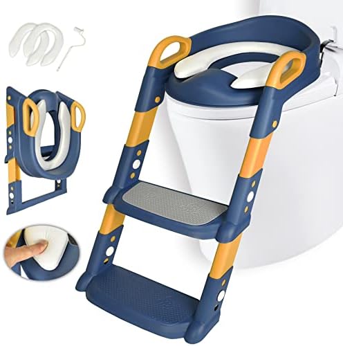 Réducteur Toilette Enfant Avec Marche - Siège WC Antidérapant Pliable Gris Pour Garçons Filles