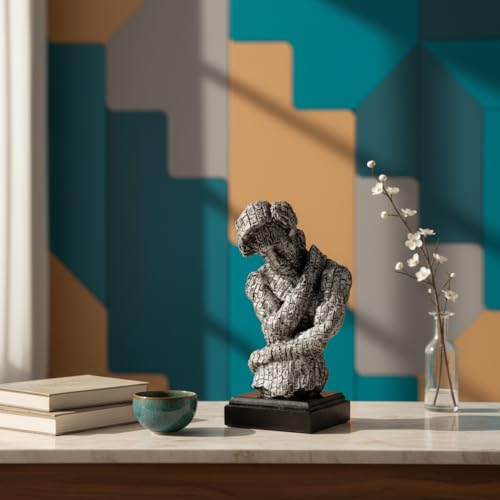 Image of Xtore Contemplative Classical Thinker Sculpture for Living Room, Study & Office Decor -Pack of 1, Grey