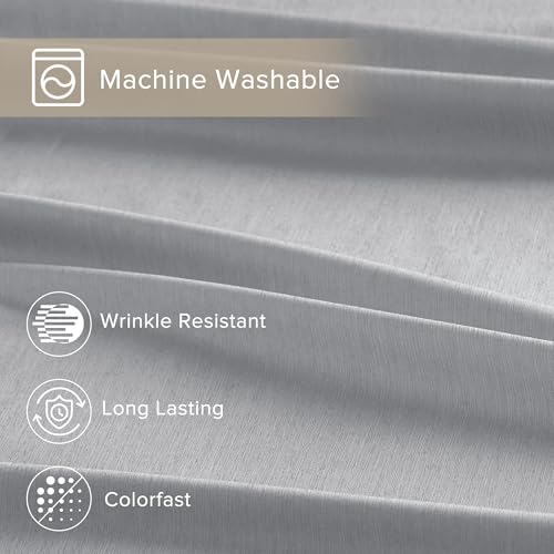 Comfort Spaces Cooling Sheet Set Poly X Rayon Blend (Rayon Derived from Bamboo), Soft, Silky, Lustrous, Heathered Finish Queen Sheets for Summer All Season Sheet Set, Queen, Light Grey, 4 Piece