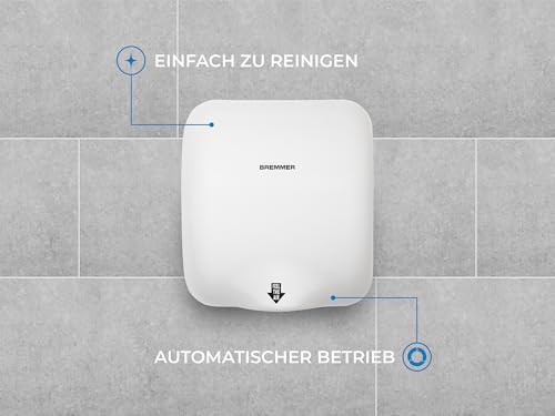Bremmer Generic Turbo Handtrockner with Hohe Geschwindigkeit, Niedrigenergie, Umweltfreundlich, Elektrischer Trockner. Elektrische Handtrockner für Toiletten Gewerbe weiß