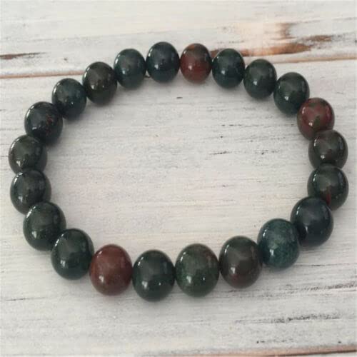 Image of Pachamama Essentials Natural Gemstone Bracelet 7-7.5 In Stretch Gems Stones 8mm Round - Beads Healing Crystals Quartz - Chakra Bracelet (Bloodstone)