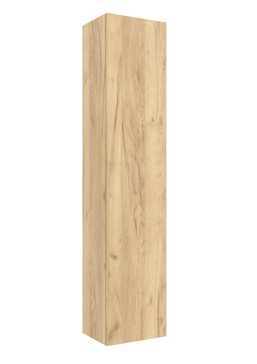 Columna de baño Bequia 100% montada de fábrica | Acabado Roble suspendida 1 Puerta Apertura Push y Cierre amortiguado | Salgar