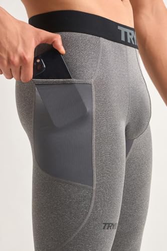 Image of TRYB Men's Compression Shorts & Pants | Sports Innerwear for Gym, Running & Training | Quick Dry, Breathable, 4-Way Stretch, Moisture Wicking, Anti-Chafing Muscle Support Athletic Wear with Pocket