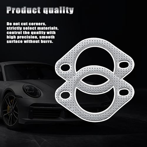 Image of 2 PCS Car Exhaust Pipe Interface Gasket, Silencer Joint Gasket, 2.5 inch ID Exhaust Pipe Clamp Flange High Temperature and High Pressure Resistant Sealing Pad for Car (Silver)