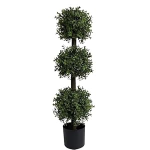 ALL SEASON GREEN 3ft Artificial Outdoor Boxwood Topiary Trees, UV Resistant, Indoor and Outdoor Fake Trees Patio Display Plants