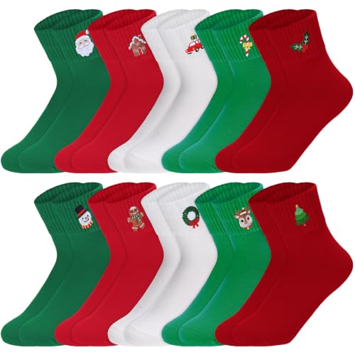 Image of Eurzom 10 Pairs Socks Womens Crew Elastic Ankle Length Cotton Socks Aesthetic Cute Lightweight Low Cut Gifts for Women