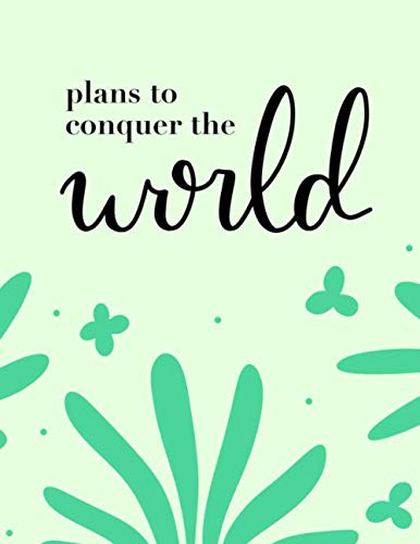 Notebook, "Plans to Conquer the World" Fun Journal, Ruled Pages, Note Taking, School Supplies, Green: Plan to conquer the world with this cute and creative ruled notebook with a green cover design image 2