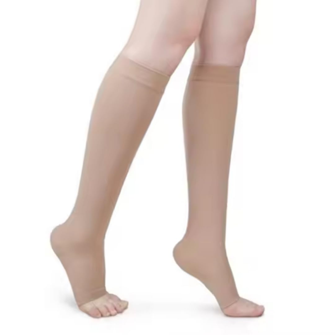 Class 1 Medical Compression Stockings for Varicose Veins | Class I Knee Length stockings | Below Knee Class I Compression Socks | 18-21 mm Hg pressure stockings-image-43