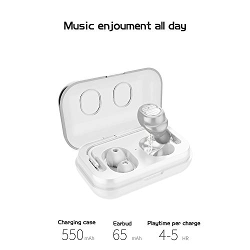 Preisvergleich Produktbild Kabellose Bluetooth-Kopfhörer Mini-Kopfhörer, Creamon Kabellose Bluetooth-Kopfhörer Mini-Kopfhörer mit Touch-Control-Stereo-In-Ear-Kopfhörern weiß