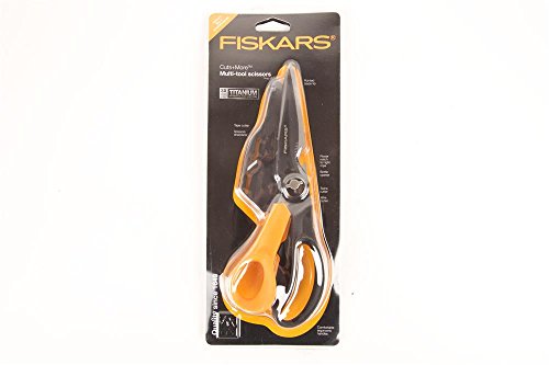 Fiskars Mehrzweckschere mit trennbaren Klingen, Inkl. Schutzhülle mit Scherenschärfer, Länge 23 cm, Titaniumbeschichtung, Rostfreie Stahlklinge/Kunststoff-Griffe, Schwarz/Orange, Cuts + More, 1000809