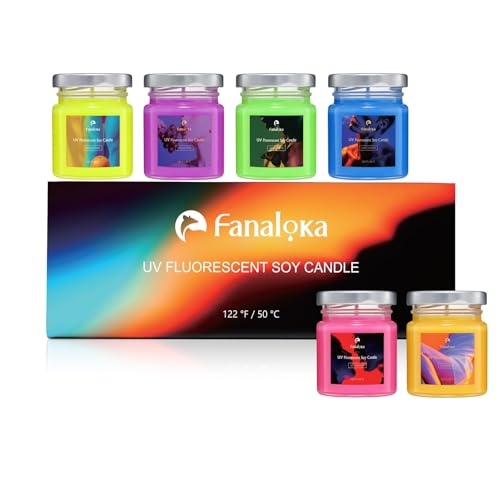 Mini 60 g * Lot de 6 bougies à basse température en cire de soja fluorescentes aux UV, dégagement de chaleur pour les soirées nocturnes,sans parfum (50...