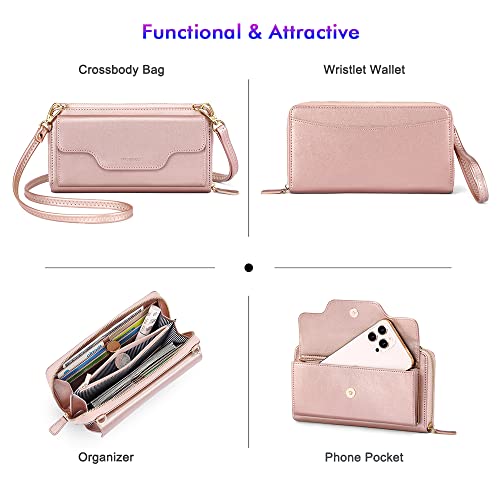 Image of nuoku Small Purse for Women, RFID Blocking Wristlet Wallet, Crossbody Clutch with Cell Phone Pocket