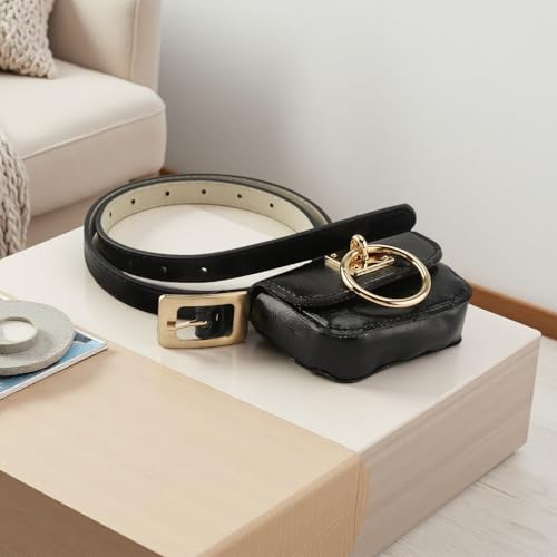 Women Holographic Waist Belt with Mini Purse Y2K PU Leather Belts Dresses for Jeans Pants2