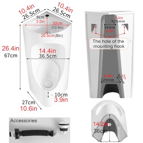 Urinoir pour homme en céramique d'angle Style B avec lavabo intégré - 2