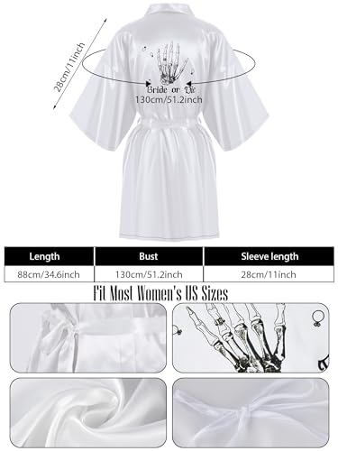 Panitay 6 Pcs Bridesmaids Robes Till Death Do Us Party Bachelorette Bride or Die Bachelorette Party Robes Skull Black White Bride Robe for Bridal Shower Gothic Wedding Decor Dress2